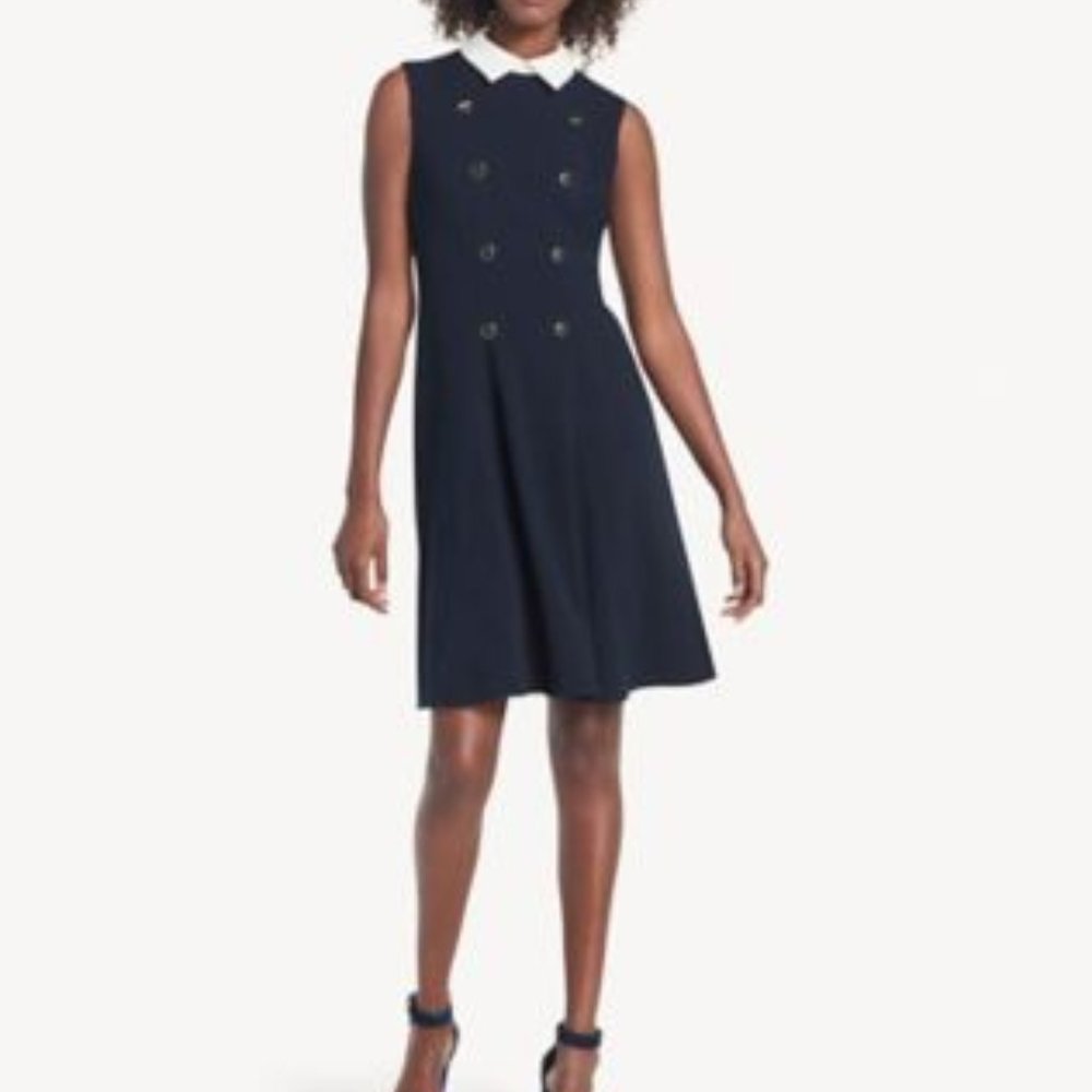 Tommy Hilfiger Sleeveless Military Dress with Collar